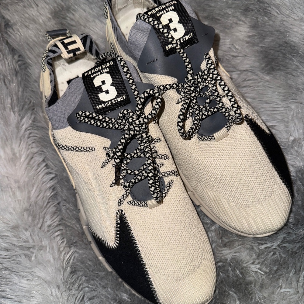 Stylish Cream and Black Sneakers